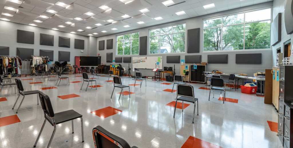 New High School Band & Chorus Room Addition slide